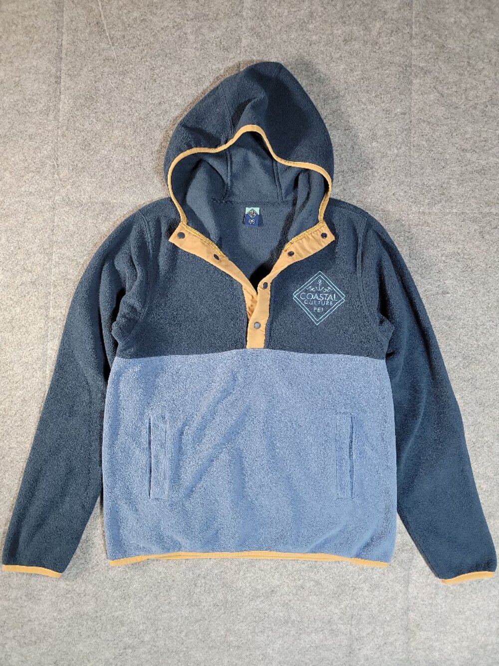 Coastal Culture PEI Snap-Button Colorblock Fleece Hoodie Pullover Mens/Unisex XS